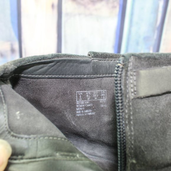 Clarks Gray Suede Strappy Side Zip Ankle Heeled Boots Size 8.5 M - Picture 7 of 9